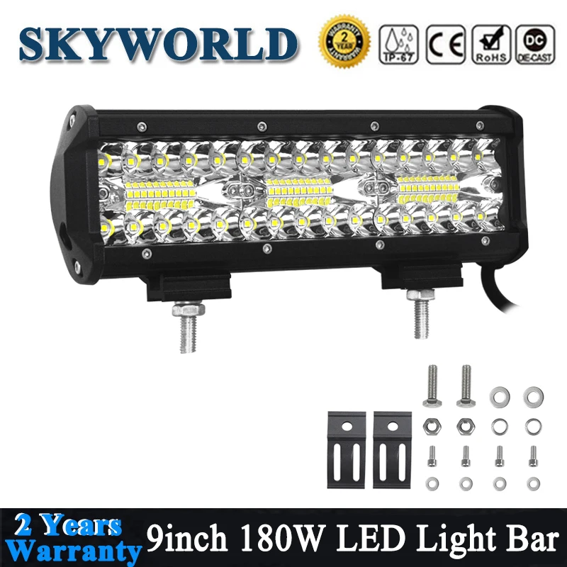 

3 Rows LED Bar 180W 9 Inch LED Light Bar For Offroad Driving Boat Car Truck Tractor 4x4 4WD SUV ATV Work Lamp 12V 24V