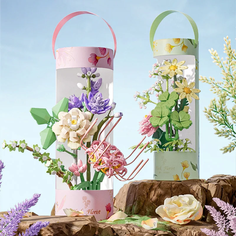 

Креативный подарок SEMBO, цветочный букет, трубка, модель, строительные блоки, флорист, клевер, пион, гардения, украшения, кирпичи, игрушка «сделай сам» для девочек