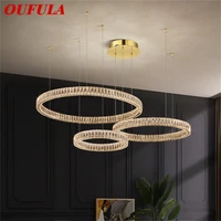 oufula modern pendant light luxury crystal three rings led fixtures decorative living room round chandeliers
