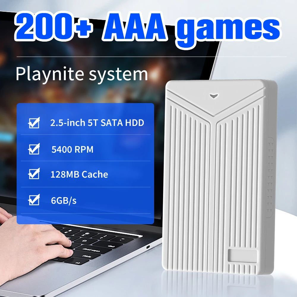 Игровой внешний жесткий диск Playnite 5 ТБ с 200+ играми на ПК AAA Plug and Play для Windows