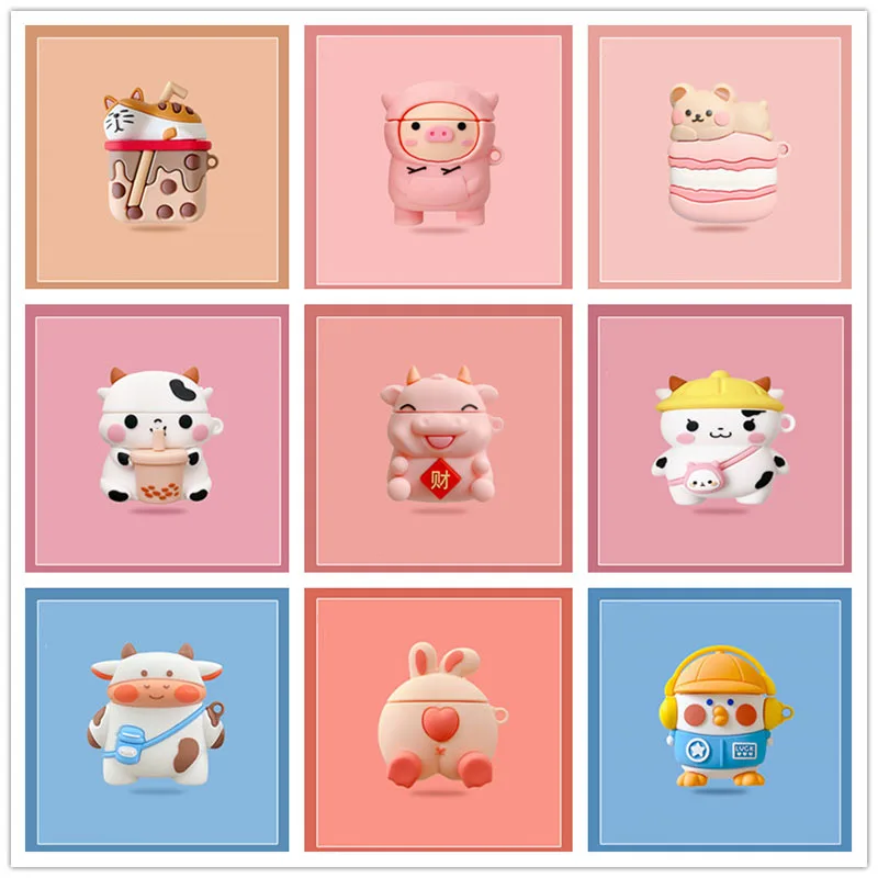 

Cute Funny 3D Cartoon Pig Silicone Earphone Cases For Apple AirPods 1 2 Pro 3 Bluetooth Headset Box For Air Pods Pro Cover