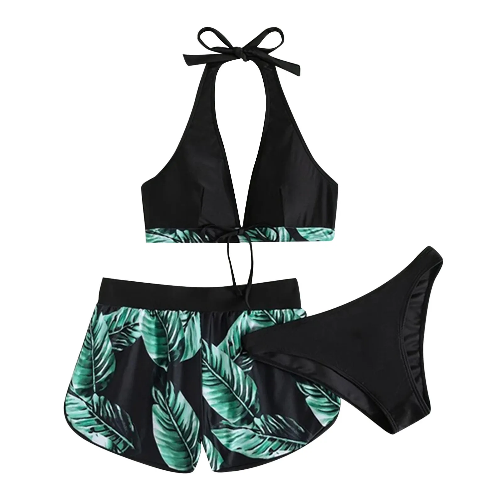 

Bikini With Swim Up 3pack Print Push Beachwear Split Women Swimwear Bikinis Tropical Color Swimsuit Swimwears brazilian panties