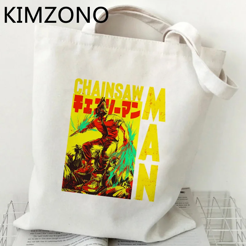 

Chainsaw Man shopping bag bolsas de tela handbag recycle bag bolsa canvas shopping bag sac cabas bolsa compra shoping sacolas