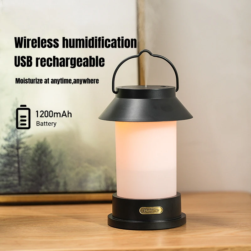 New 1200mAh Portable Aroma Air Humidifier USB Rechargeable Retro Camping Lamp Wireless Aromatherapy Essential Oil Diffuser