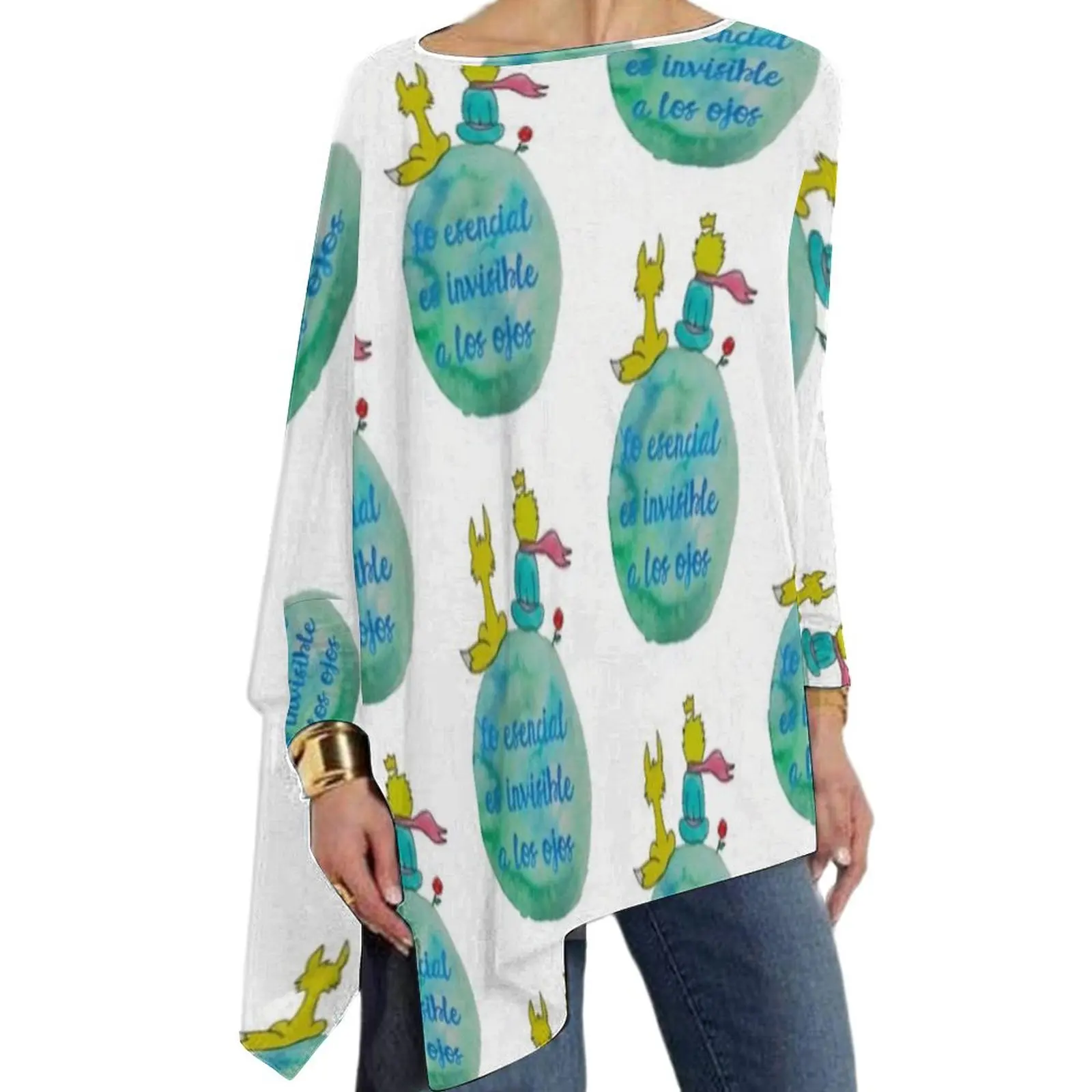

Little Prince T-Shirts Invisible To The Eyes Street Fashion Long Sleeve T Shirt Trendy Pattern Tees Female Tops Large Size