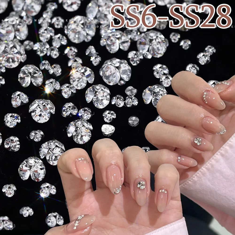 Фото 10 шт., 2,5-8,5 мм, Super Sparkle K9, ворс для ногтей, бриллианты, шарик, блестящие мини-прозрачные стразы для ногтей, 3D сложенное стекло, маникюрный драгоценный камень №1