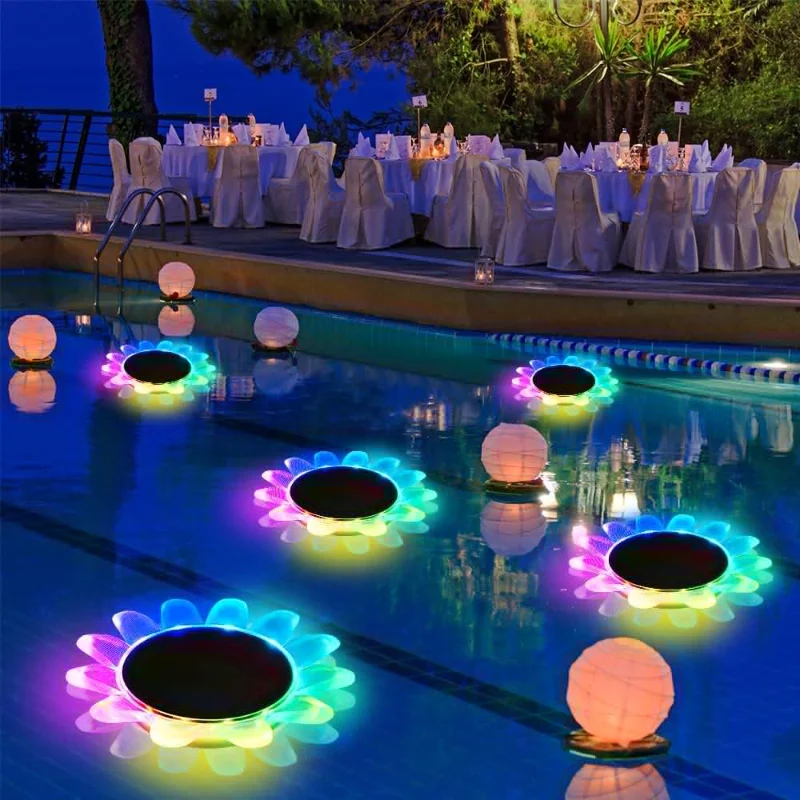 

Solar Led Lights Waterproof Operated Color Underwater Solar Lamp with Remote for Fish Tank Swimming Pool Wedding Party Decor