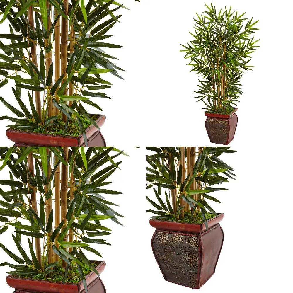 

Stylish Wooden Decorative Planter with Luxurious Bamboo Artificial Tree