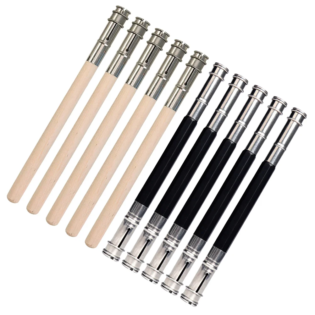 

10 Pcs Metal Charcoal Holder Wooden Pole Crayon Extender Holders Artist Sketch Artists