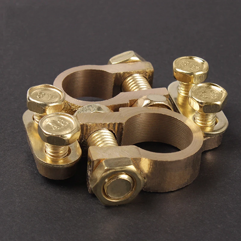 

2Pcs Copper Car Battery Storage Pile Head Connector Clip Auto Thicker Terminal Joint Battery Pole Clamp