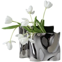 ceramic silver vase luxury flower vase nordic modern flowers hydroponics desk home design decoration living room gift ideas
