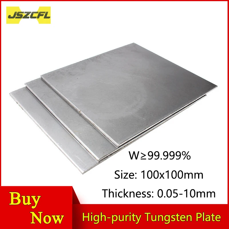 W ≥99.999 High-purity Tungsten Plate 100x100mm Tungsten Sheet Thickness 0.05-10mm Tungsten Foil for Scientific Research