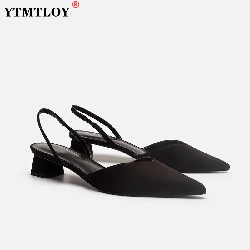 

Pointed Sandals Spring New Products Ladies Simple Pointed Toe Mid-heel Sandals Thick Heel Sandals Women's Shoes Square Heel 6