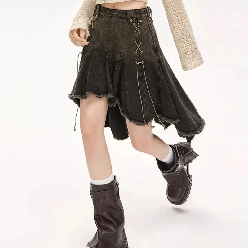 Женская джинсовая юбка в винтажном стиле эмо 1920-х годов