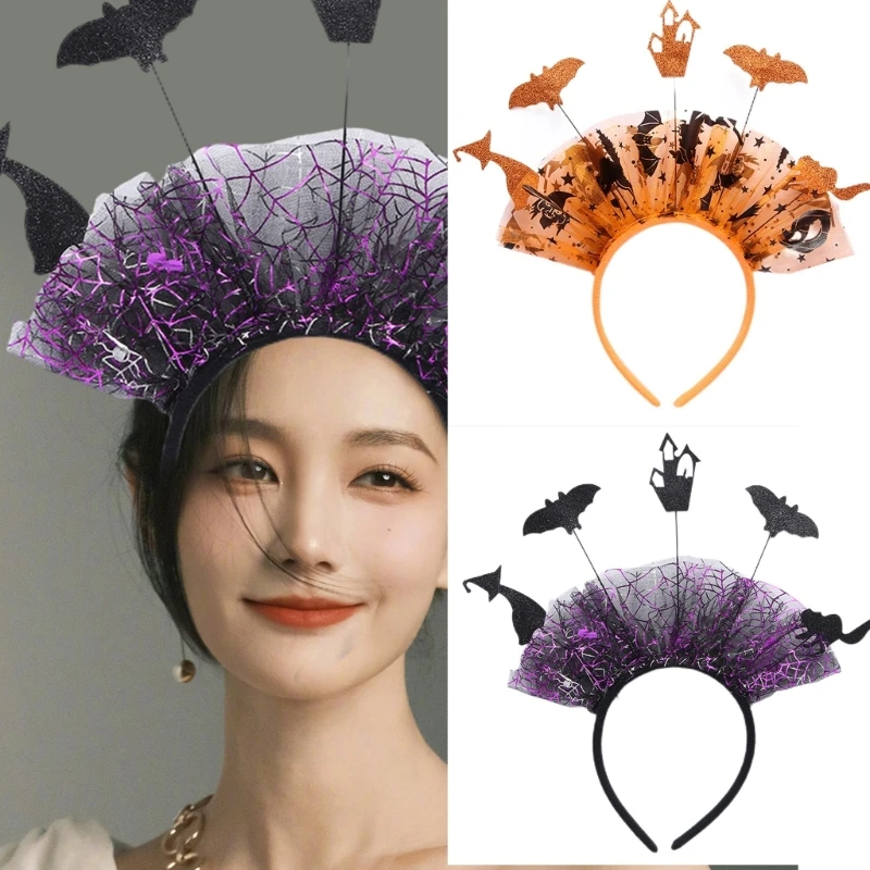 

Halloween Sequins Bat Headband Day of The Dead Hairband Cosplay Costume Headpiece for All Age Halloween Party Hair Decor