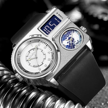 Luxury Watch For Men Oulm Top Brand Military Gold Two Time Zone Wristwatch Male Quartz Clock Men's Sport Watches Reloj Hombre Other Image