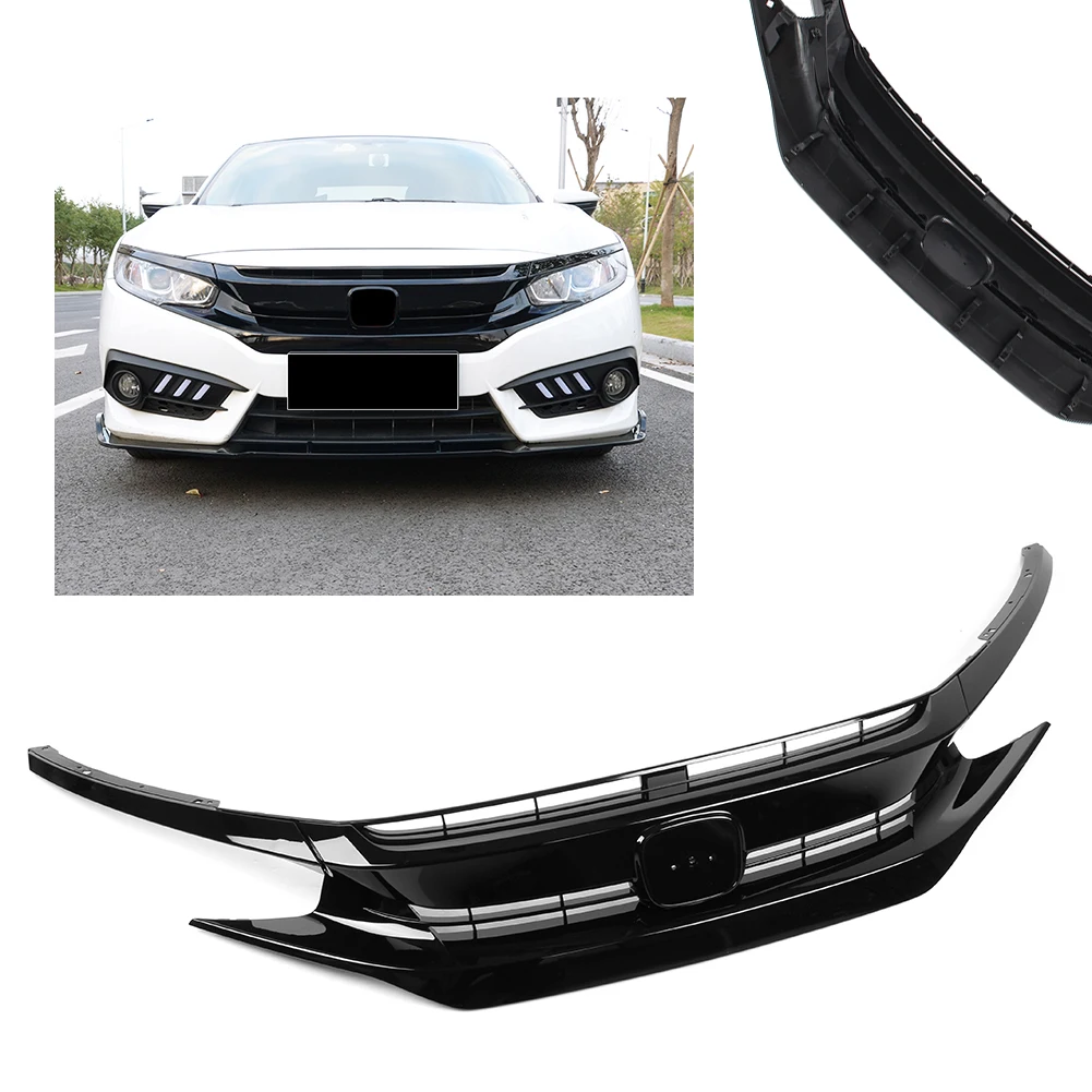 

Car Front Grille Upper Grill For 2016 2017 2018 Honda Civic Coupe Sedan Autobile Accessories fast ship