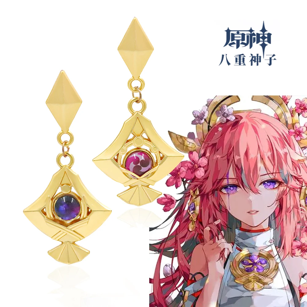 

Genshin Impact Yae Miko Eye of God Ear Dangle Earrings Vision Cosplay Diluc Xiao Earring Jewelry Women For Fans Accessory Gift