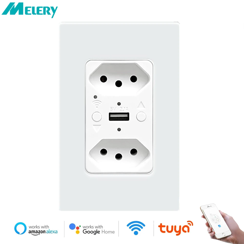 

Смарт-розетка настенная Melery с поддержкой Wi-Fi и USB