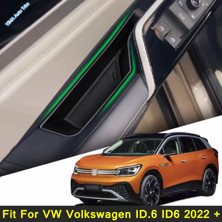 

Car Styling Interior Door Handle Side Storage Box Tray Organizer Container Holder Black Fit For VW Volkswagen ID.6 ID6 2022 2023