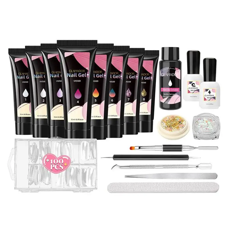 

Gel Poly Nail Gel Kit Nail Extension Glitter Gel Nail Gel Building Enhancement Manicure Set For Starters Professional