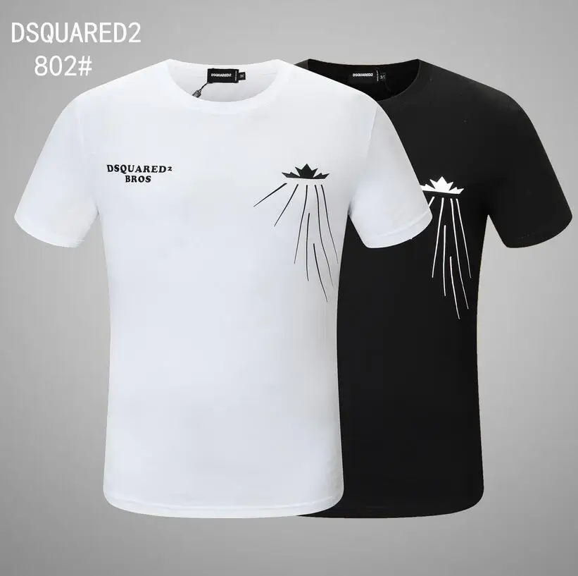 

Dsquared2 Cotton Letter Print Round Neck Short Sleeve Shirt Casual Men's Women's Clothing Tops Size：M-3XL