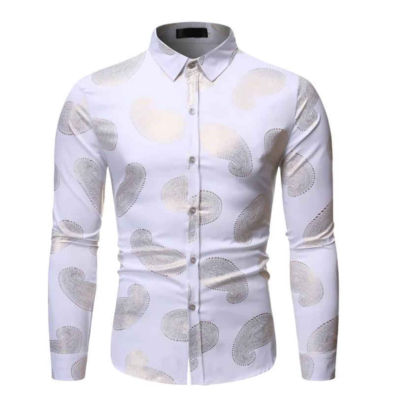 

White Paisley Print Shirt Men Slim Fit Chemise Homme 2022 Luxury Brand Mens Wedding Tuxedo Dress Shirts Camisa Social Masculina