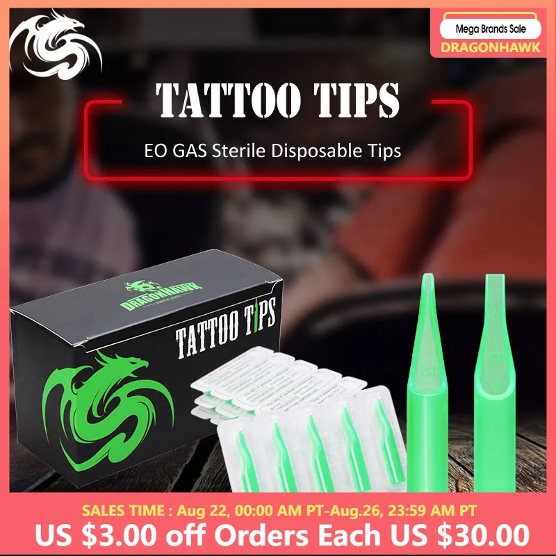 50 Pcs Mix Sizes Green Tattoo Disposable Nozzle Tube  Tip For Tattoo Needles Tattoo Supplies
