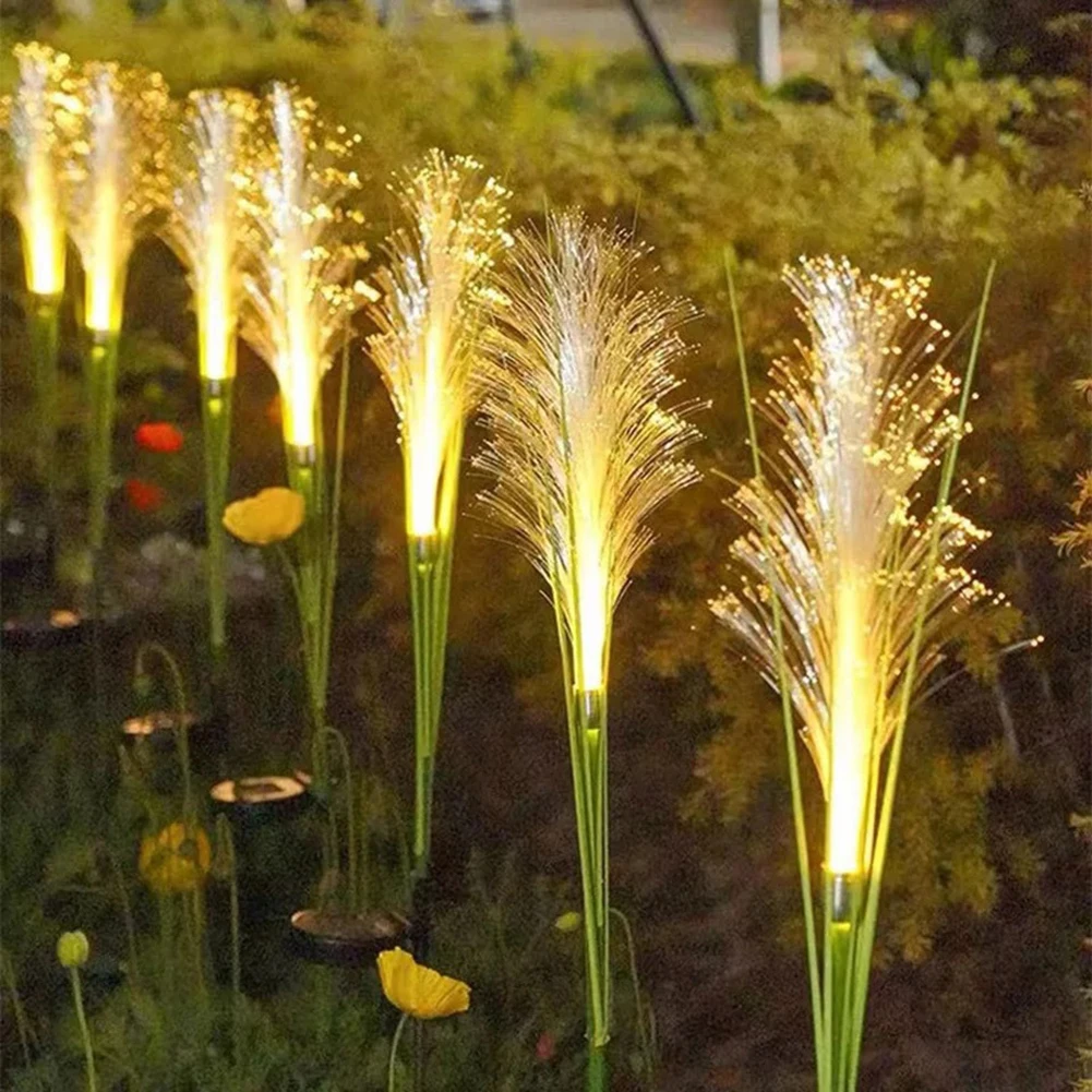 

2pcs Solar Landscape Lighting Waterproof Phragmites Decorative Pathway Landscape Lights Simulated Built-In Battery for Courtyard