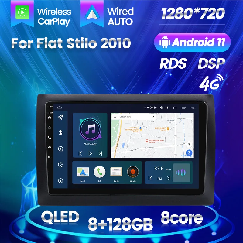 

For Fiat Stilo 2002-2010 Car Radio Navigation GPS Multimedia Video Player WiFi 4G Auto Stereo BT Android 11 Autoradio No 2din