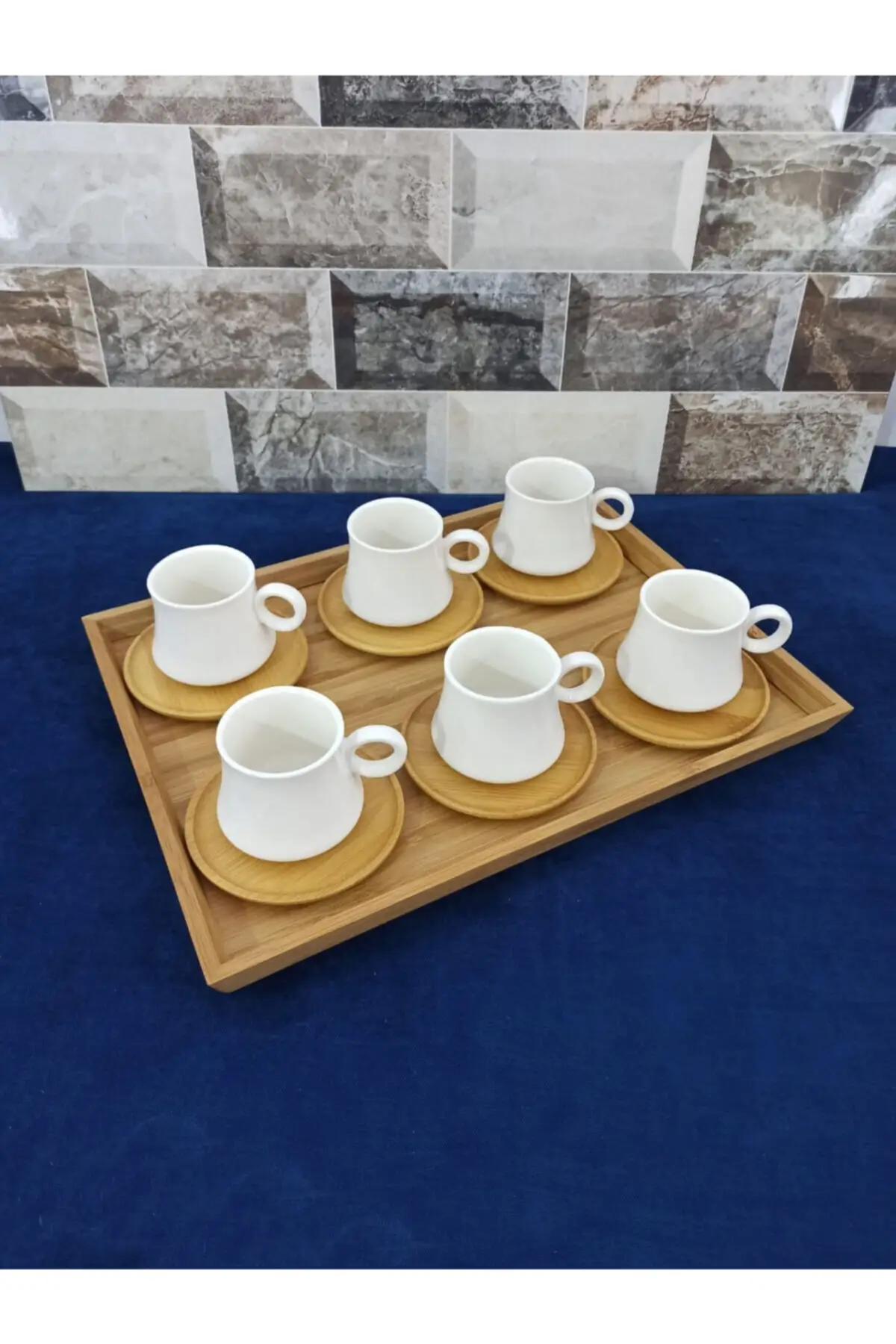 

Amazing Turkish Greek Arabic Coffee & Espresso Cup Set Largi Coffee Cup Set and Wooden Tray 6