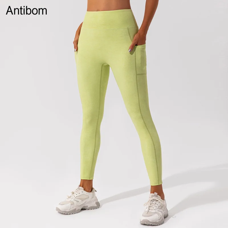 

Antibom High Waist Pocket Yoga Leggings Women Hip Lift Quick Dry Fitness Tights Pilates Running Pants
