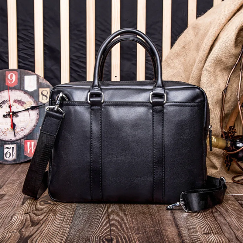 Business Men's Briefcase Leather Handbag Casual Shoulder Messenger Bag High Capacity Computer Laptop Tote Bag Male File Bag