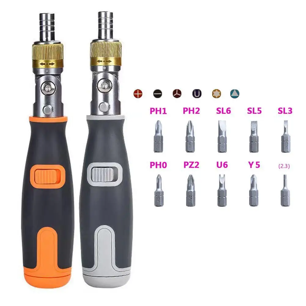 

10 In 1 Ratchet Screwdriver Socket 190 * 30mm S2 Alloy Steel Compact Multi Angle Professional Screwdriver Batch Set
