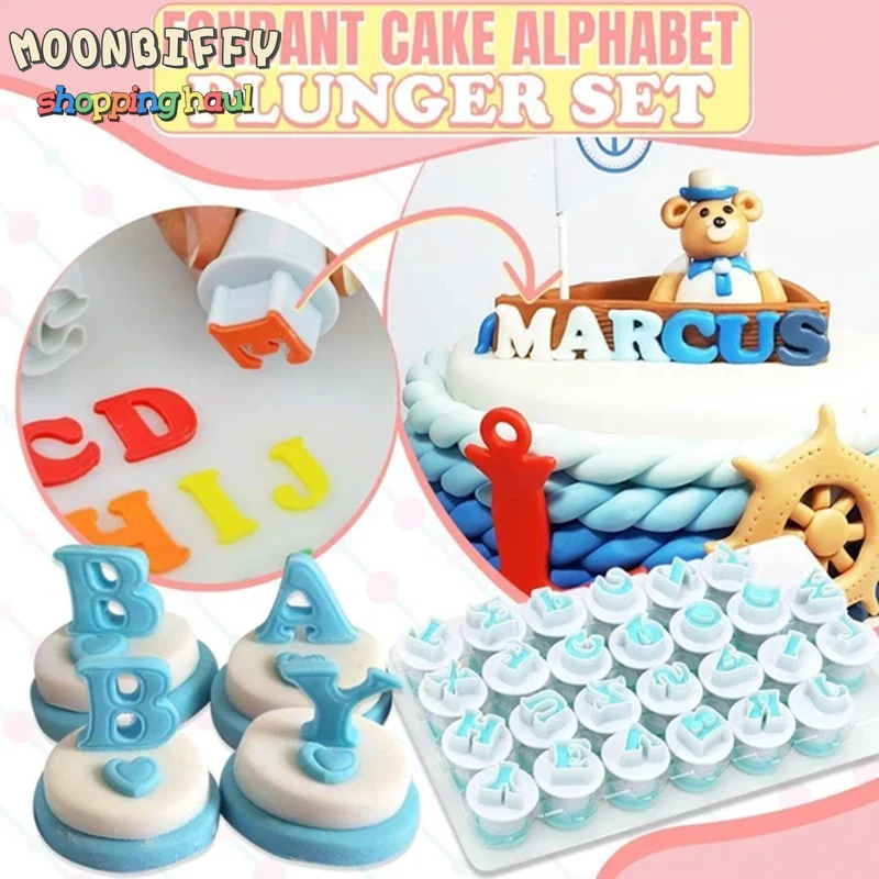 

Fondant Cake Alfabet Plunger Set A-Z 0-9 Diy Cake Stempel Mal Cakes Cookies Gebak Mal Voor Taart Decoratie Maken Bakkerij Tool