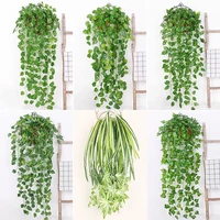 90cm green artificial leaves plants vine wedding party home garden fence decoration rattan wall hanging creeper ivy garland