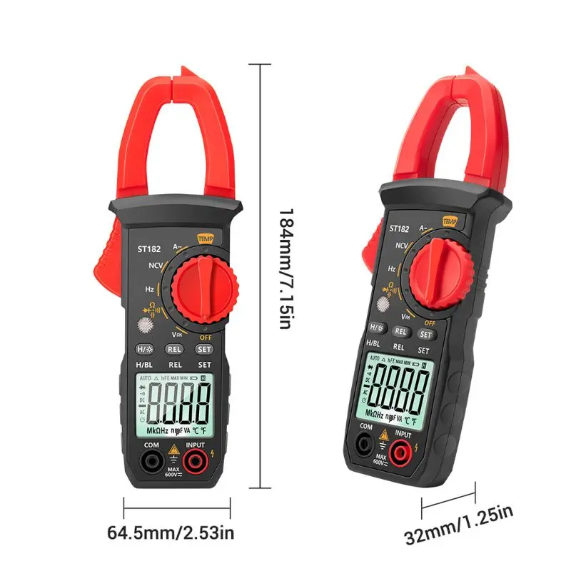 

Digital Clamp Meter AC Current Multimeter DC/AC Voltage Hz Capacitance NCV Ohm