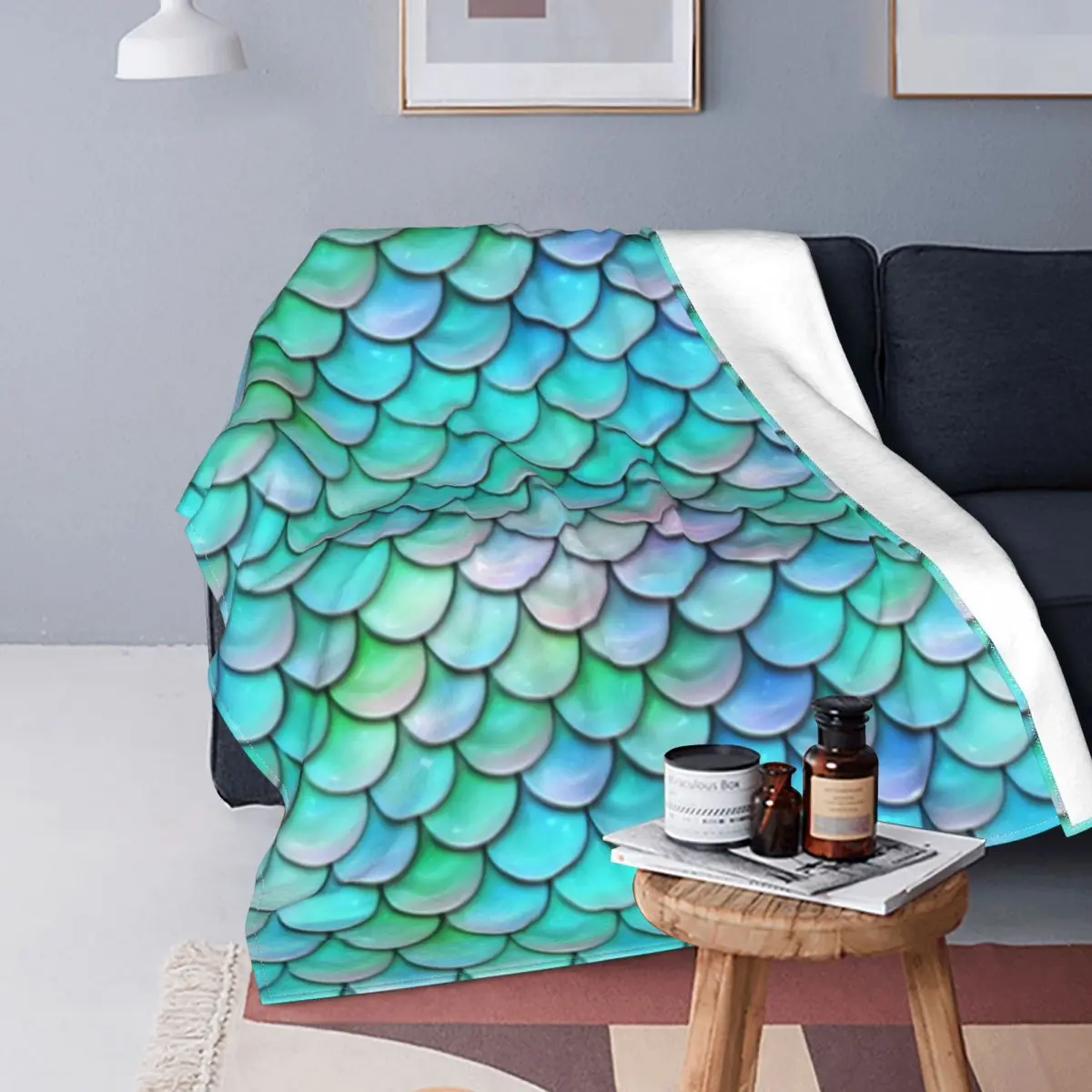 Мистическое одеяло русалки цветная рыба Флисовое для кровати мягкое модное