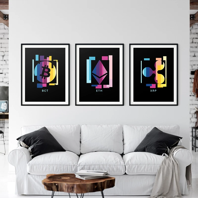 Экономика Биткоин крипто Искусство Холст постер современные принты для