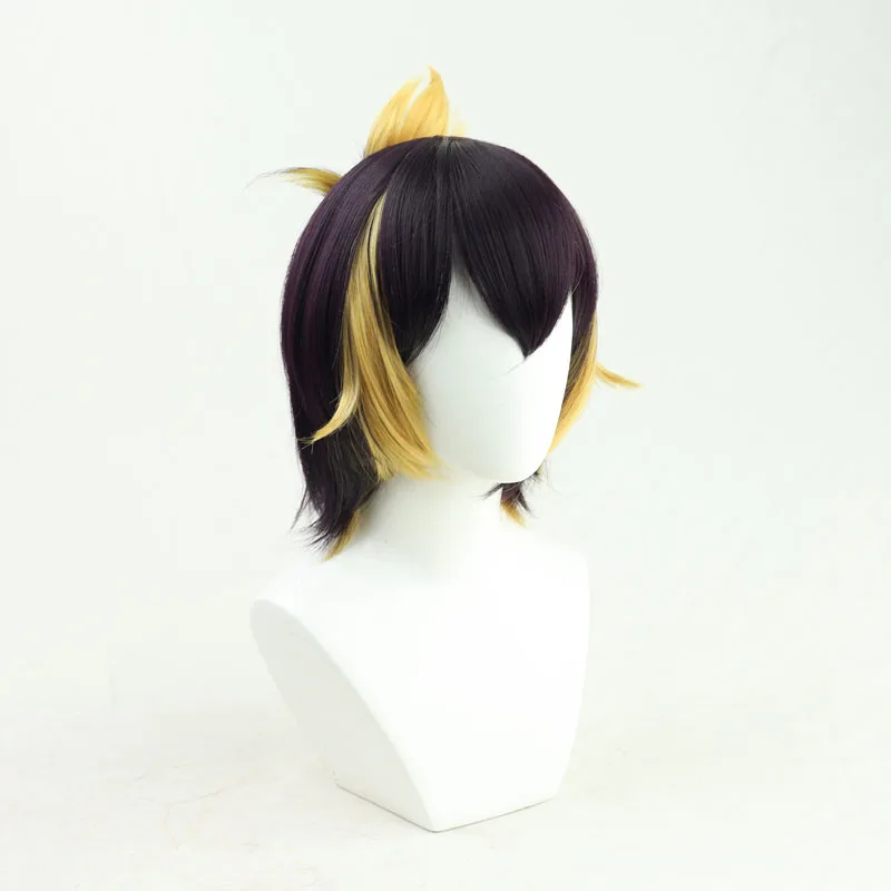 Парик для косплея Петра Гурин короткая пучок из темно-фиолетовых и желтых