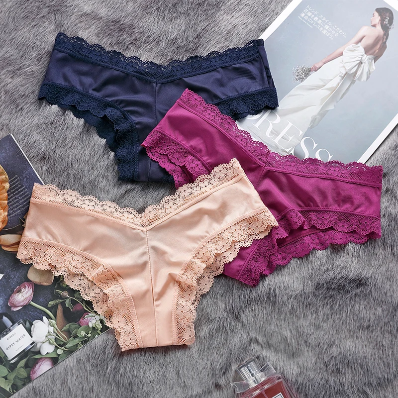 1 шт. женские бесшовные кружевные трусики с заниженной талией