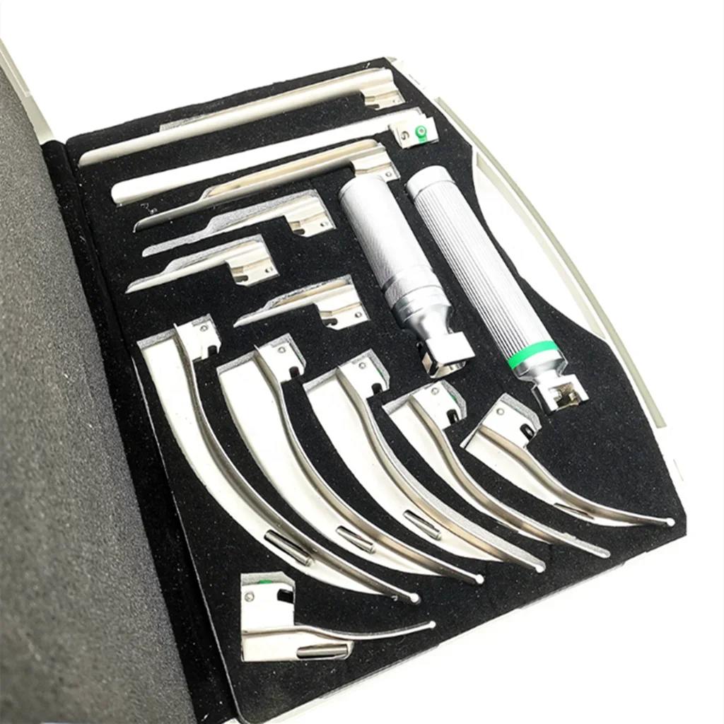 Набор оптоволокна для интубации 12 лезвий 2 батарейных ручки анестезия