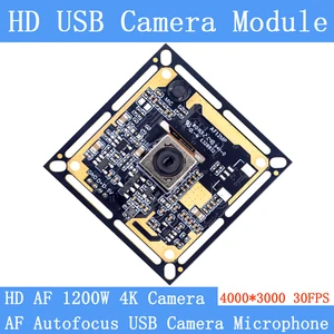 38mm*38mm Autofocus 4K Webcam MJPG 4:3 4000x3000 30fps Mini UVC 1200W USB Camera Module for Windows Linux Android Microphone
