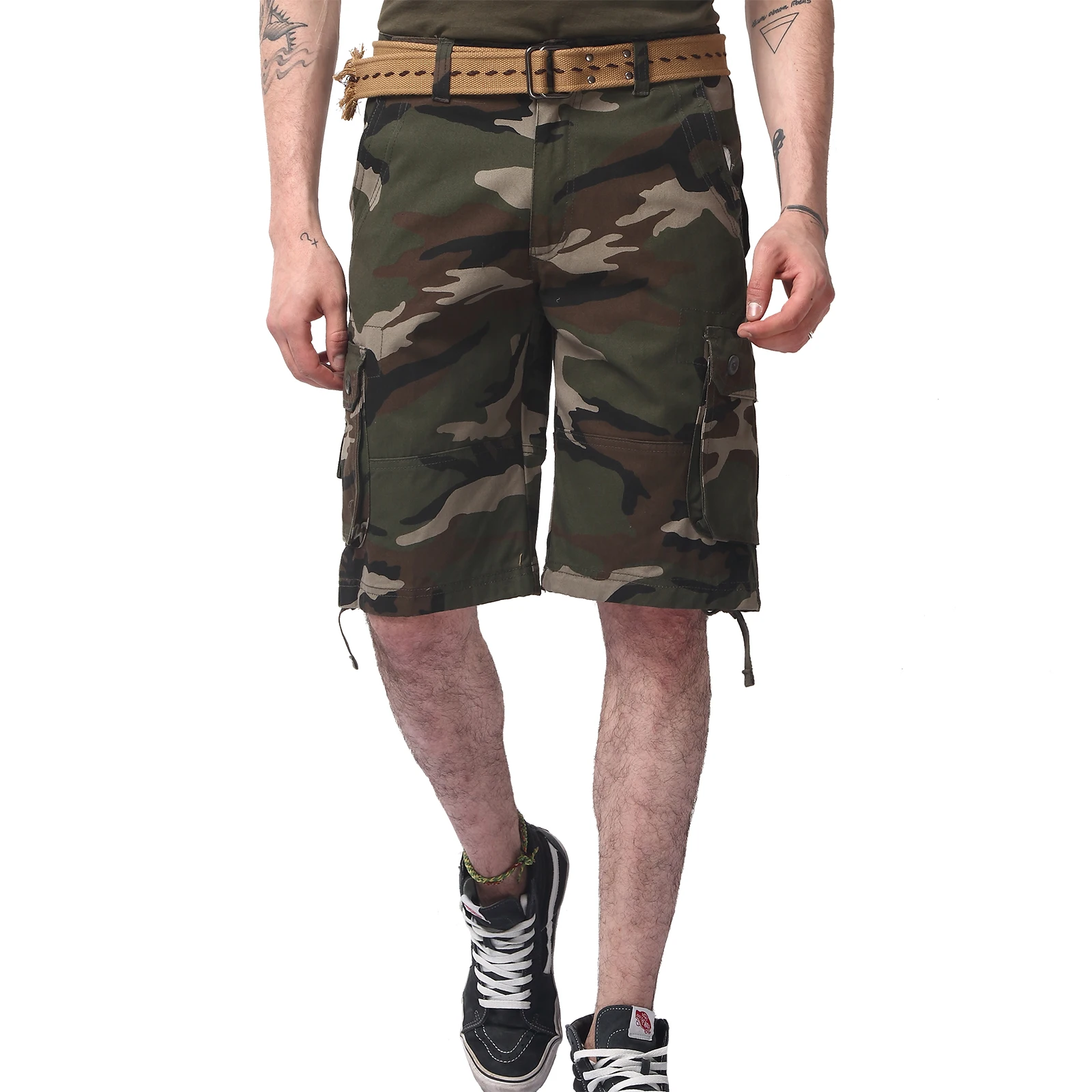 Men's Shorts Large Size Cargo Cotton Sports Boy Summer Workout Camouflage Breeches Y2K Fashion Training  Military Knee Pants