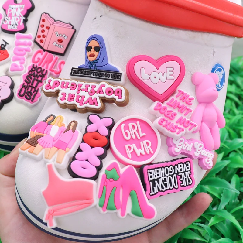 100PCS PVC I'm So Cool Girl Gang Shoe Charms Aloha Kids Croc Jibz Buckle Button Accessories Fit Woman Backpack Party Gift