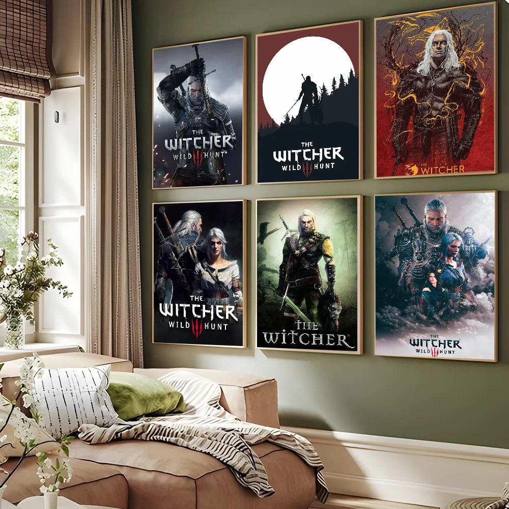 Hot-The-W-Witcher-Game аниме постеры липкие HD качественные настенные художественные ретро