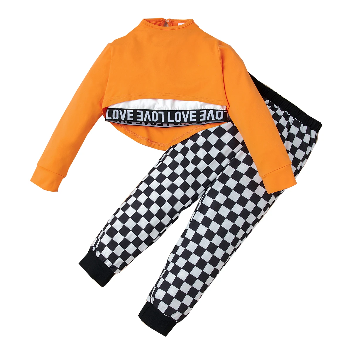 

Wholesale Autumn and Winter Infant Kids Girls' Two-Piece Suit With Long Sleeve Splicing Coat And Plaid Sweatpants For The Elderl