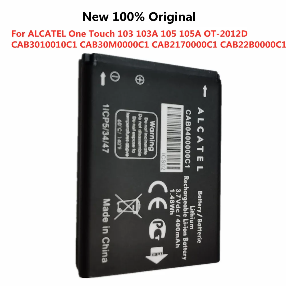 

CAB0400000C1 Mobile Phone Battery For ALCATEL One Touch 103 103A 105 105A OT-2012D High Quality Smartphone Replacement Batteries