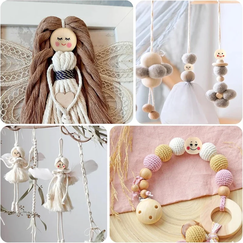 Упаковка из 100 деревянных бусин с лицом 20-миллиметровые деревянные шарики