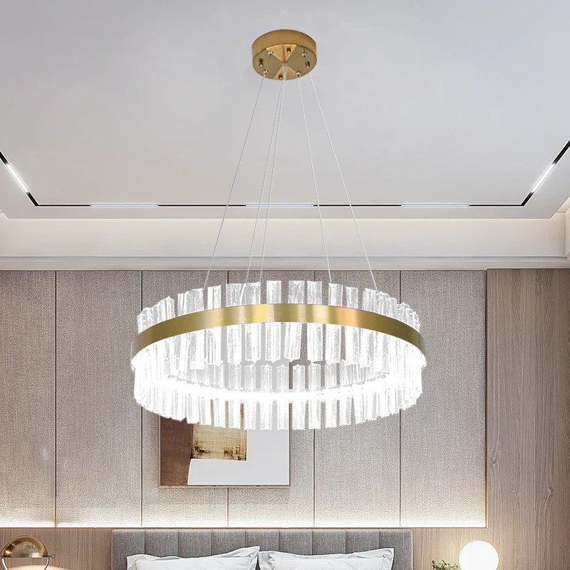 Купить Современные хрустальные люстры светодиодный Люстра, Хрустальная круглая Подвесная лампа для гостиной, Потолочная люстра светильник для ст...